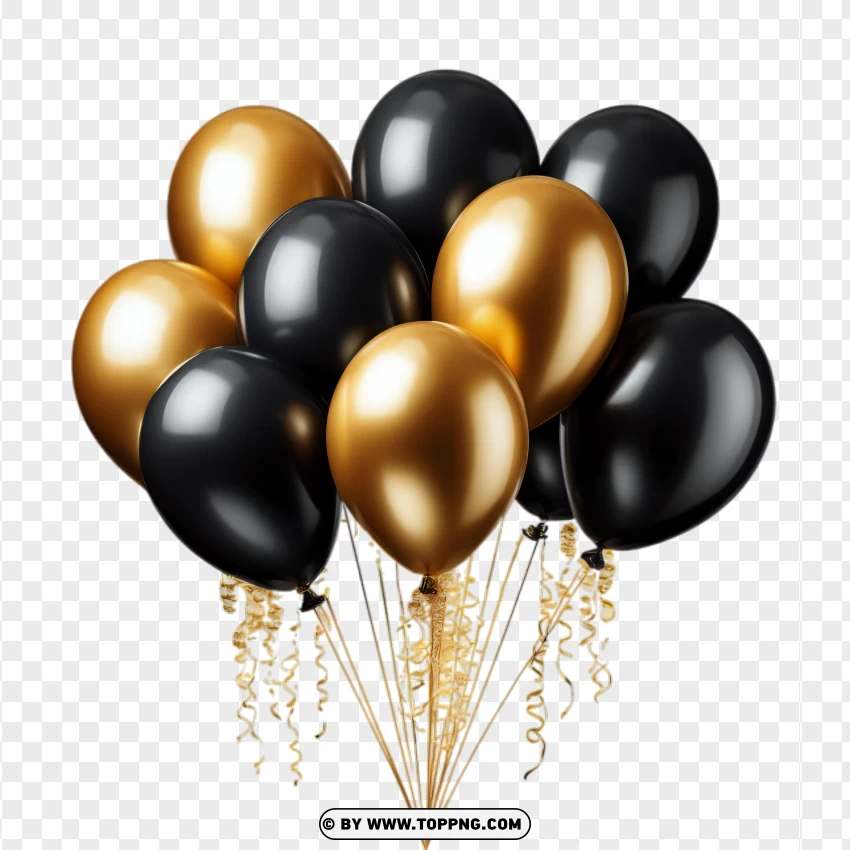 Luxury Black And Gold Balloons Image PNG Transparent Background