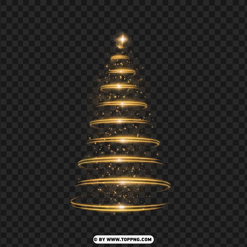 Magical Golden Christmas Tree With Spiral Glow PNG Transparent Background