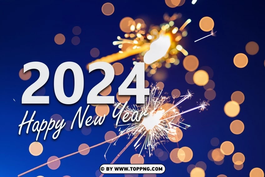 Make A Statement In 2024 High-definition New Years Eve With Sparklers And Bokeh Lights PNG Transparent Background