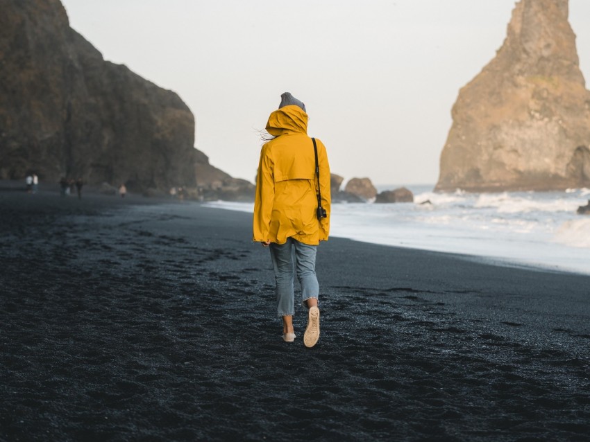 man, beach, sea, sand, rocks