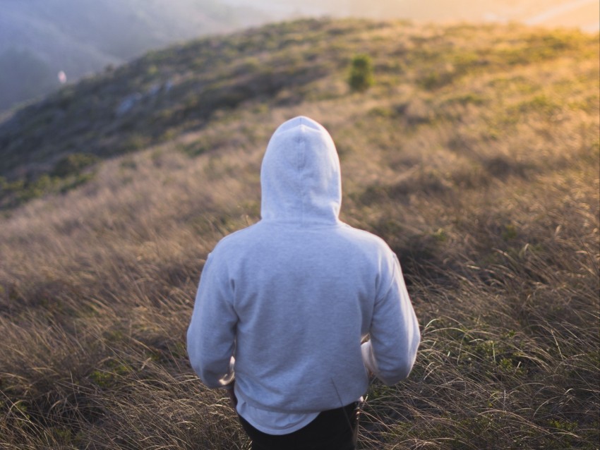 Man Hoodie Fog Descent Background