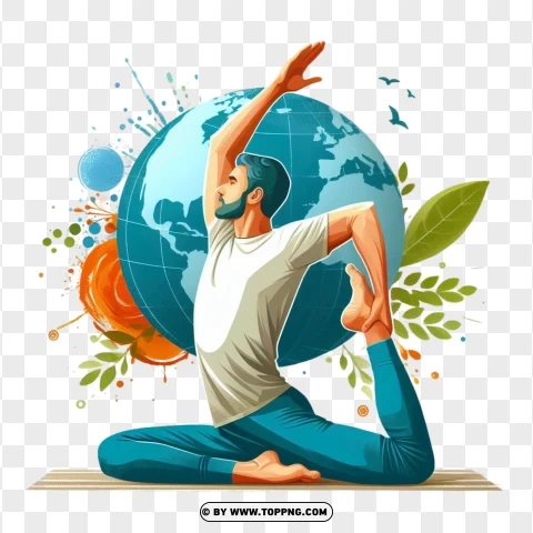 Man In Yoga International Day PNG Transparent Background