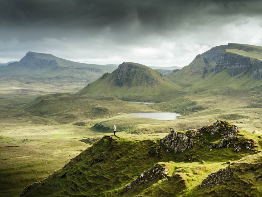 man, loneliness, slopes, landslides, portree, uk