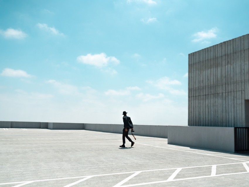 Man Photographer Roof Building Background