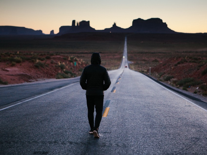 man, road, lonely, hood