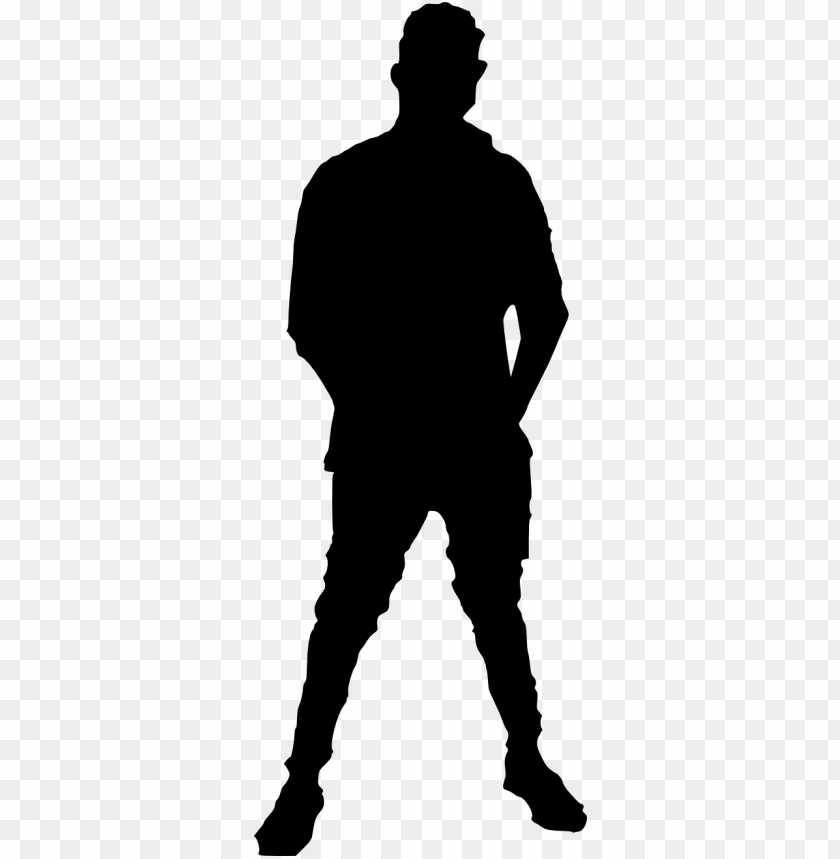 Simple black silhouette of a person standing upright PNG