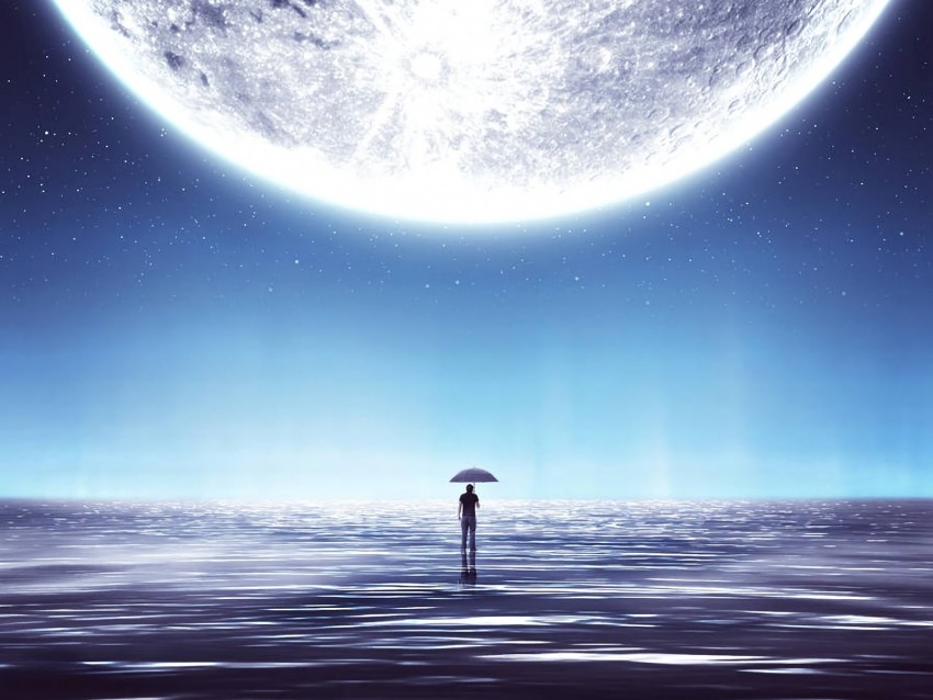 man, umbrella, planet, photoshop, space