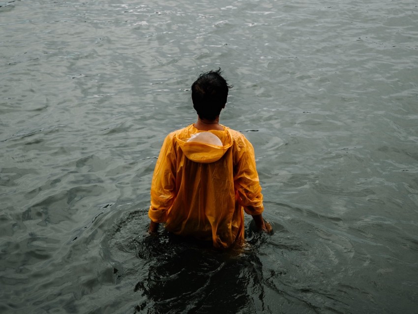 Man Water Rain Wet Background