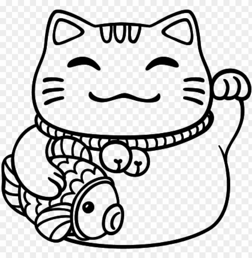 Maneki Neko Clipart - Japon Dibujos Para Colorear PNG Transparent Background