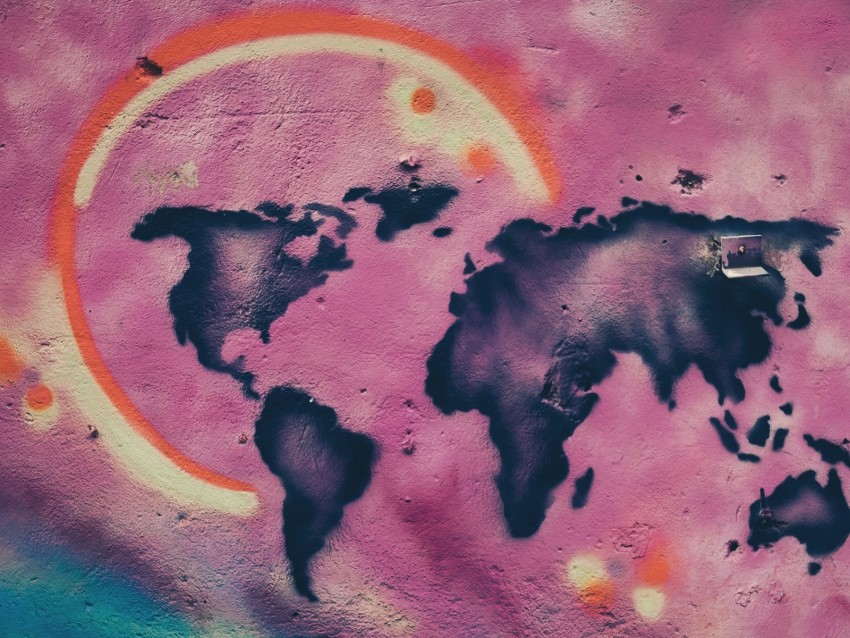 Map Continents Graffiti Wall Paint Street Art Background