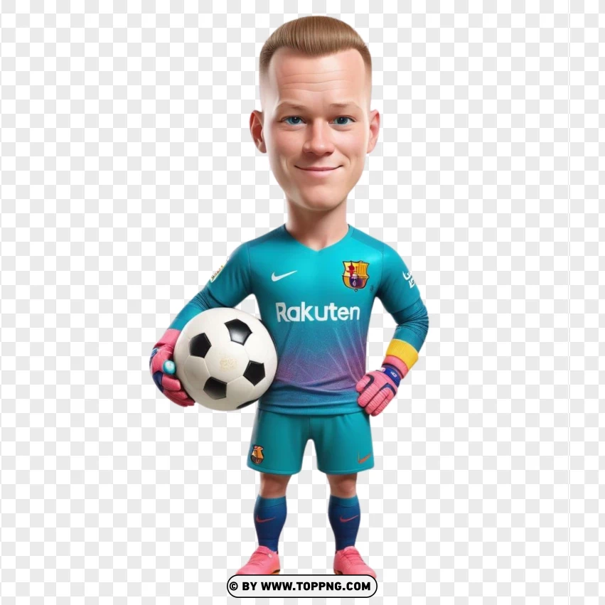 Marc-andré Ter Stegen Goalkeeper As A Chibi Character Football Player PNG Transparent Background