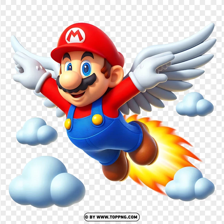 Raccoon Mario With Rocket Wings PNG Transparent Background