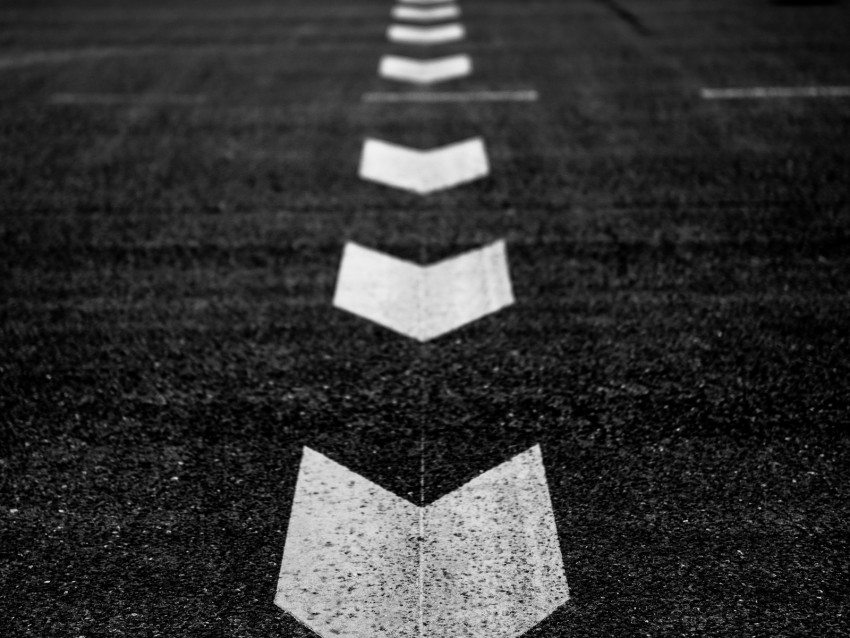 Marking Arrows Bw Asphalt Road Background