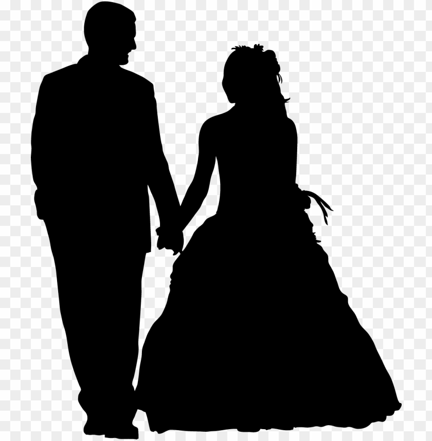 Married Couple Black Silhouette - Silueta De Recien Casados PNG Transparent Background