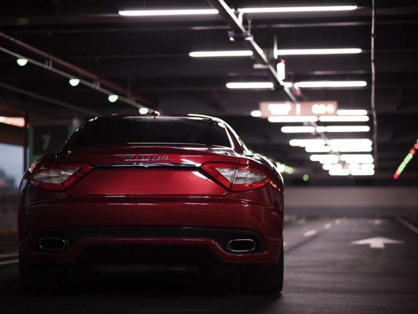 maserati granturismo, maserati, car, sportscar, red, rear view, parking