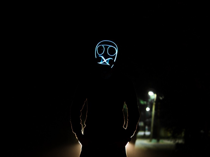 Mask Glow Dark Anonymous Night Background