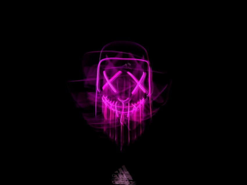 mask, neon, blur, glow, darkness