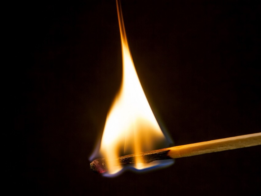 Match Fire Burning Flame Dark Background