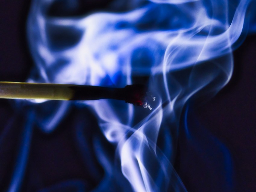 match, smoke, macro, dark