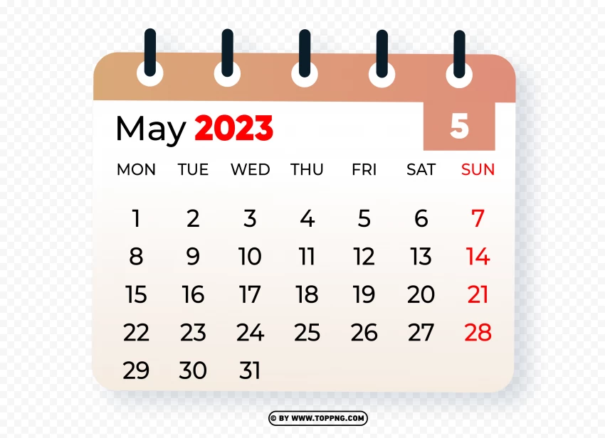 May 2023 Graphic Calendar Image PNG Transparent Background