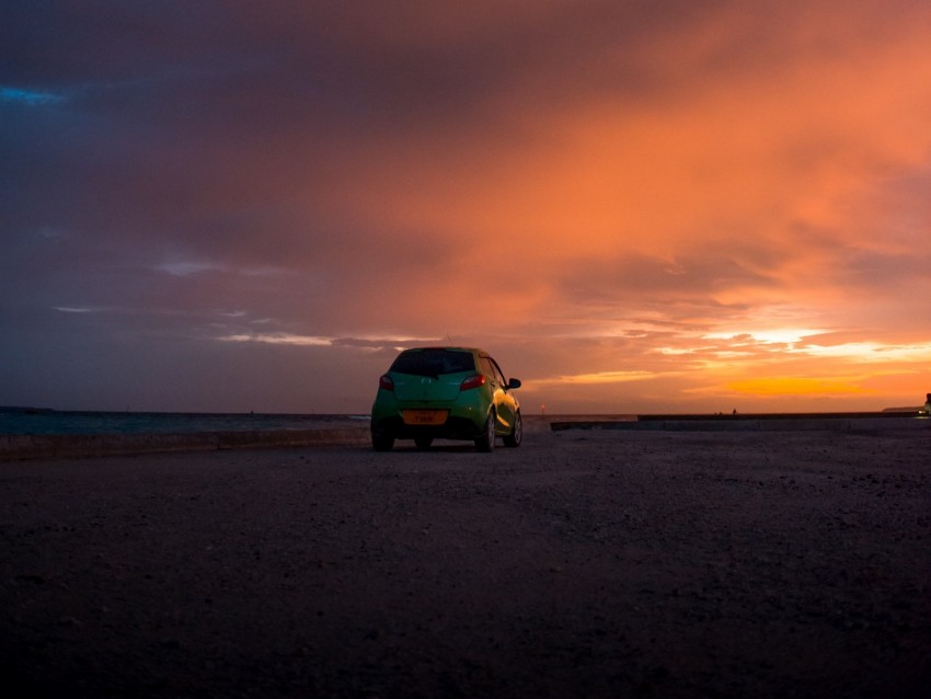 Mazda Car Sunset Sky Clouds Background