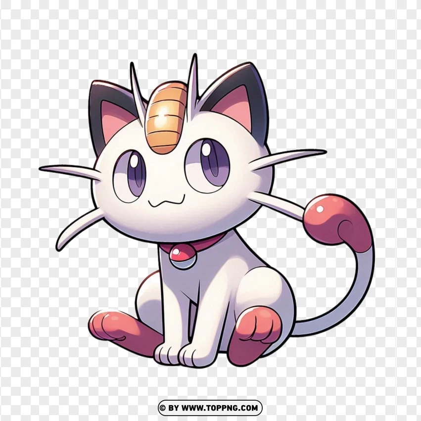 Meowth Character Sitting From The Pokémon PNG Transparent Background