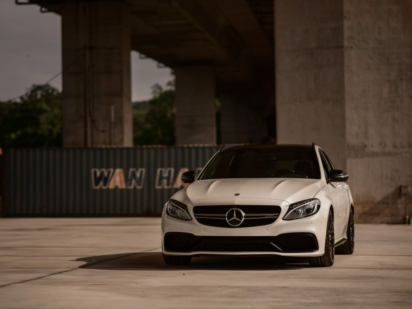 mercedes-amg c 63, mercedes, car, white, front view