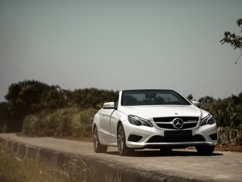 Mercedes Benz E 200 Mercedes Car Convertible White Front View Background