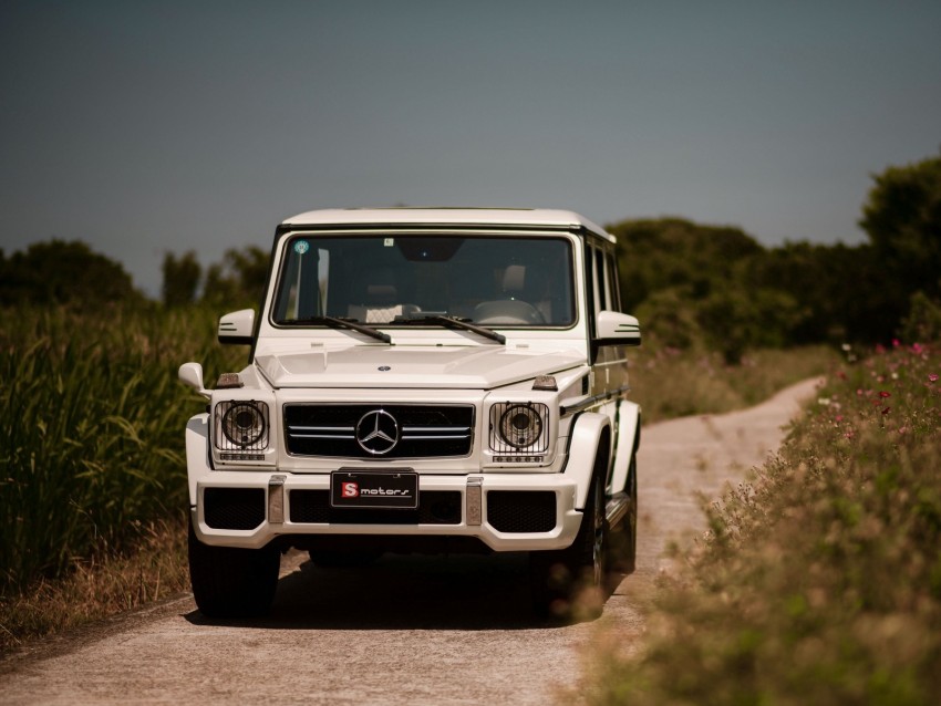 mercedes-benz g63 amg, mercedes, car, suv, white, front view