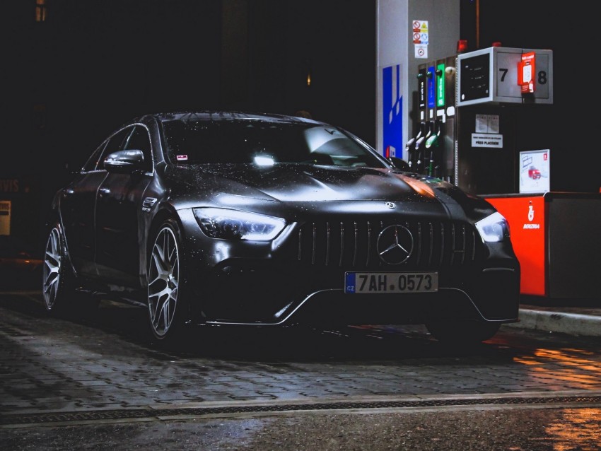 mercedes-benz, mercedes, refueling, rain