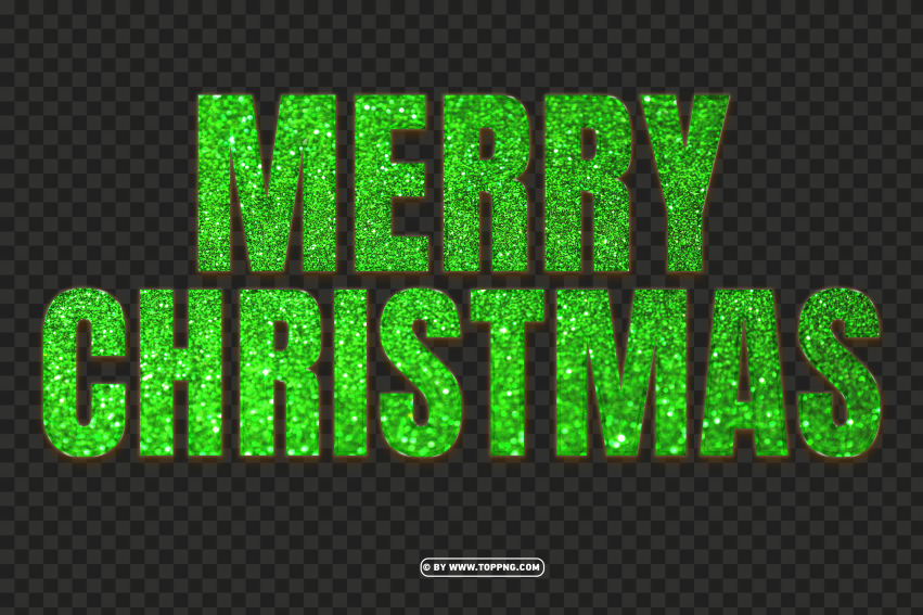 Merry Christmas Text With Green Glitter Design PNG Transparent Background