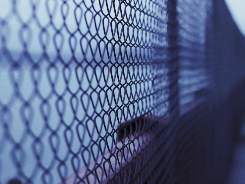 fence, metal mesh, abstract texture, blue background, close-up