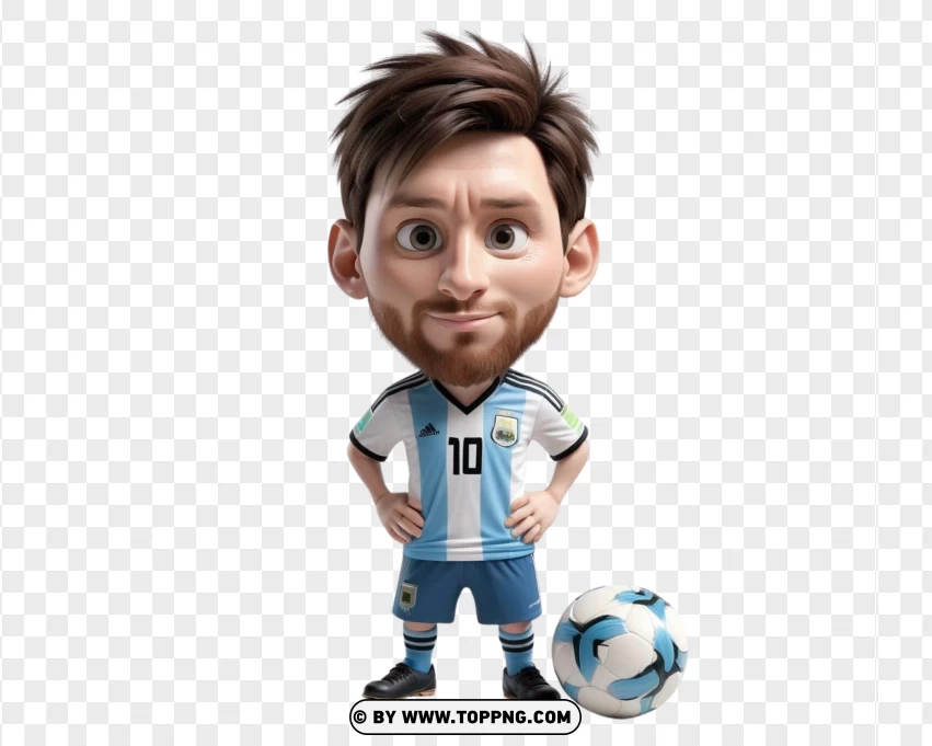 Messi Argentina Chibi Character PNG Transparent Background