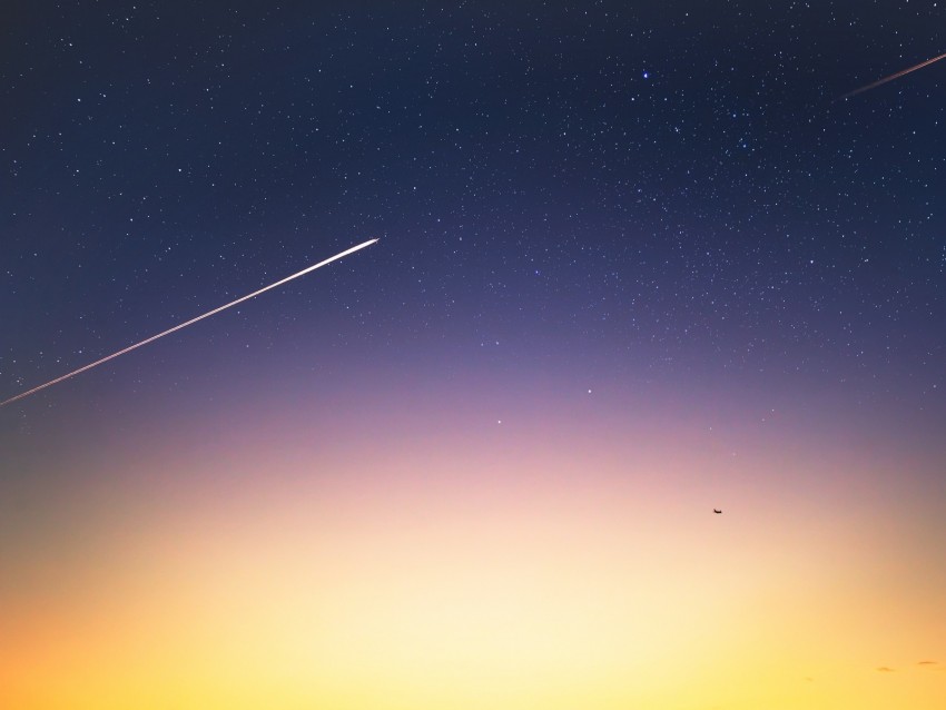 meteorite, sky, stars, fall, evening