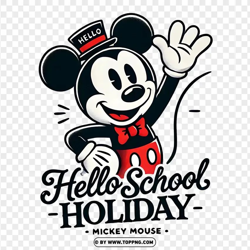 Mickey Mouse Excited For School Holiday PNG Transparent Background