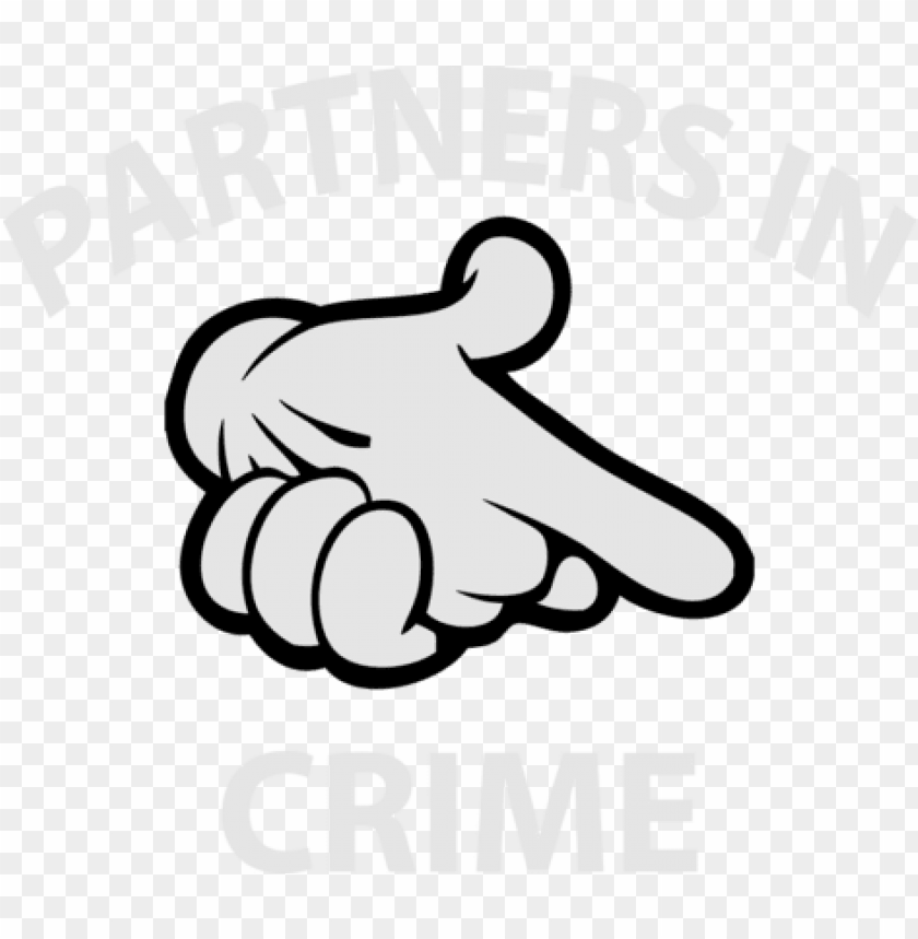 partners in crime, pointing hand, cartoon hand, graphic design, humorous art, friendship theme, playful graphic