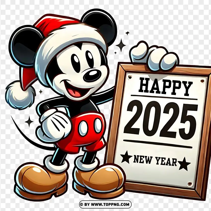 Mickey Mouse With 2025 Calendar PNG Transparent Background