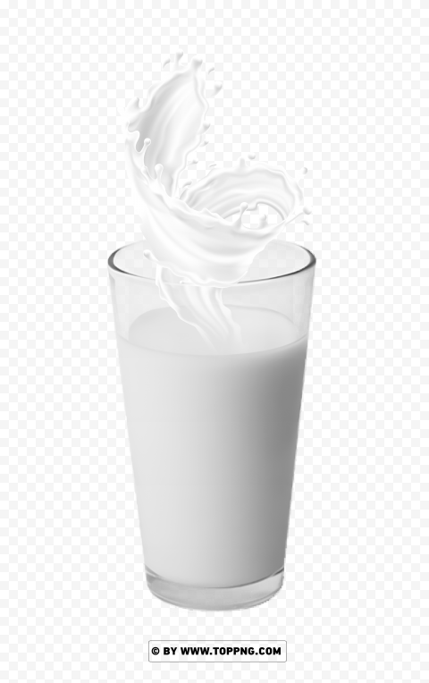 Refreshing glass of milk with a splash effect PNG