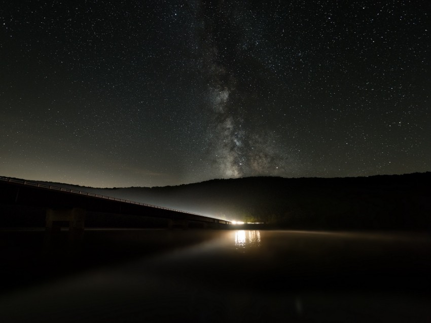 milky way, fog, starry sky, stars, night