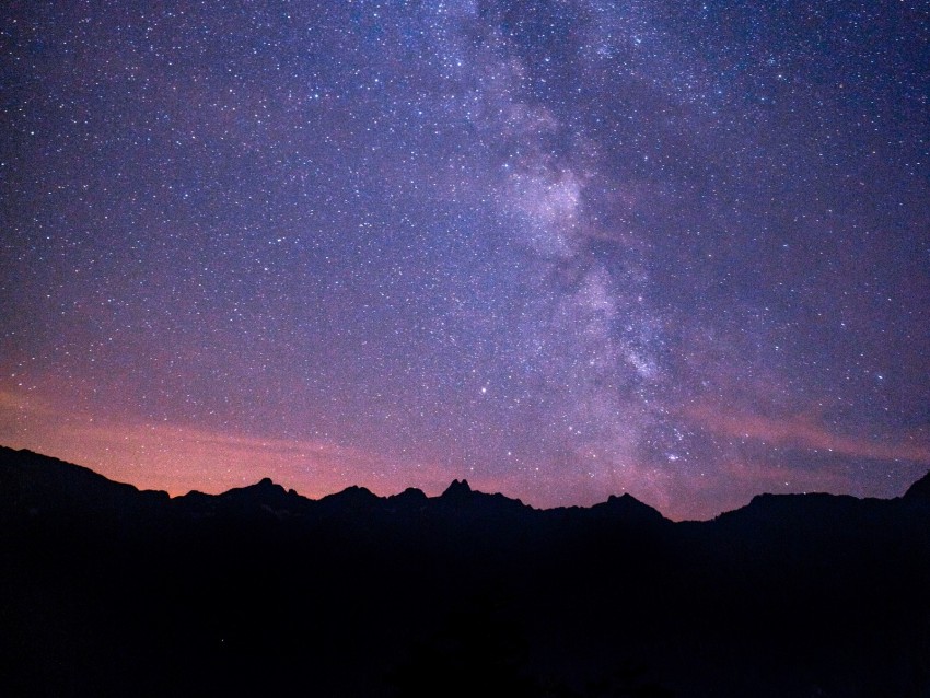 milky way, starry sky, night, mountains