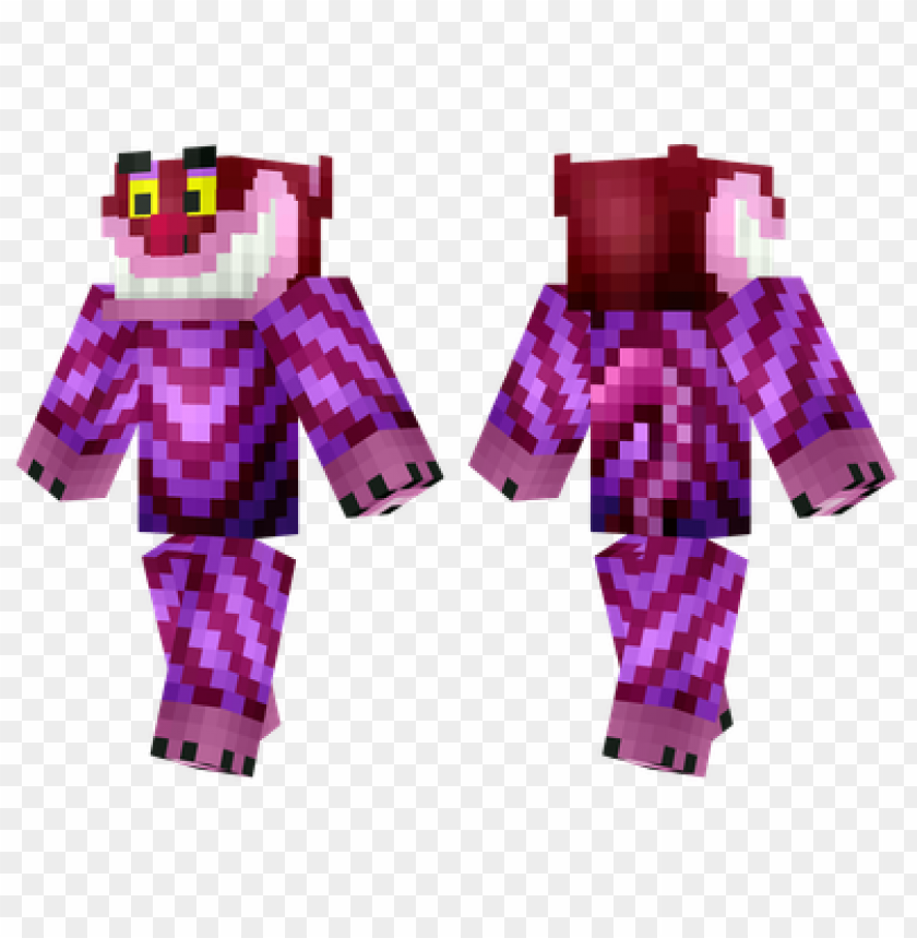 Cheshire Cat, Minecraft skin, purple character, whimsical design, video game avatar