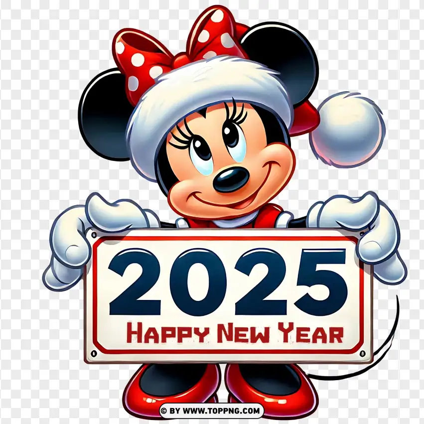 Minnie Mouse With 2025 Banner PNG Transparent Background