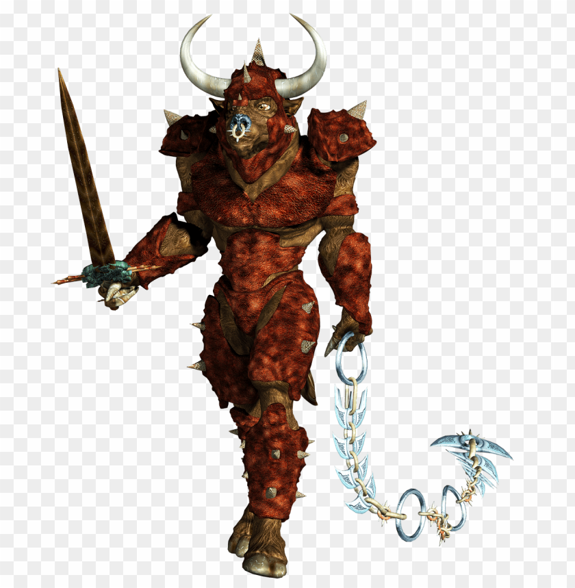 comics and fantasy, minotaur, minotaur holding chain, 