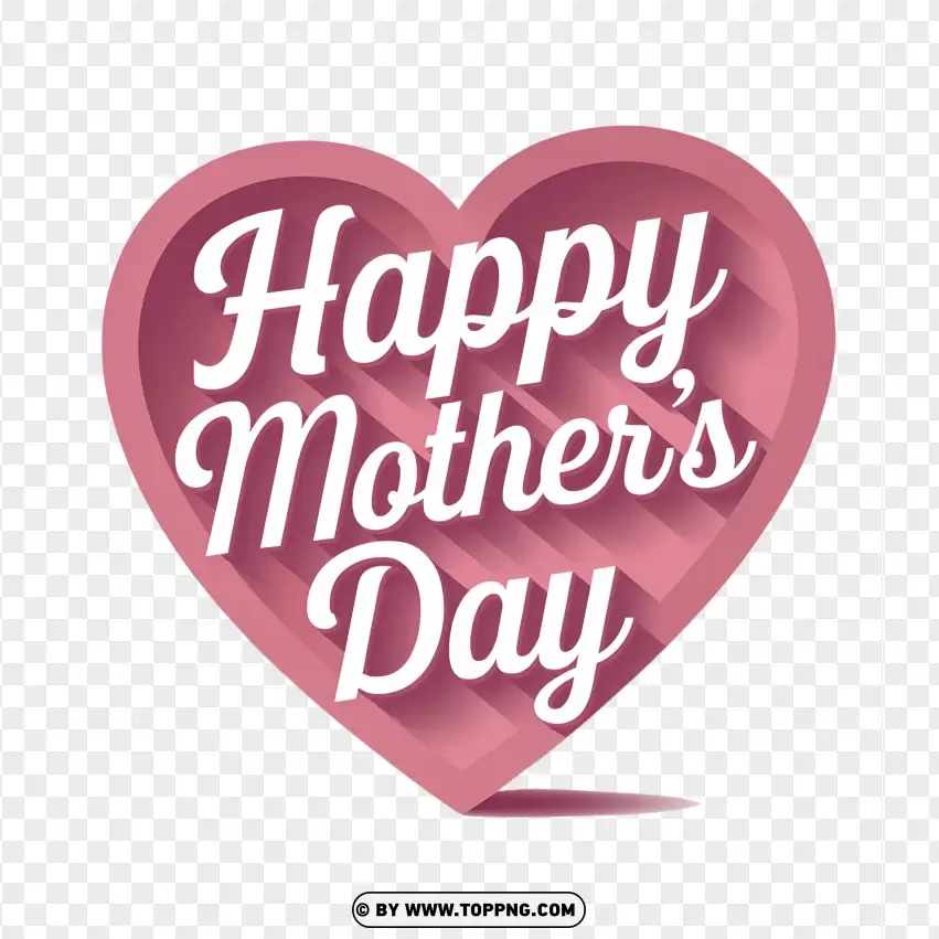 Pink Balloon Heart Mothers Day Text PNG Transparent Background