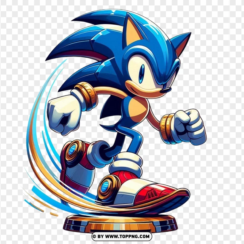 Modern Sonic The Hedgehog With Energetic Motion PNG Transparent Background