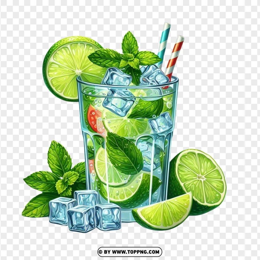 Mojito Summer Drink Clipart PNG Transparent Background