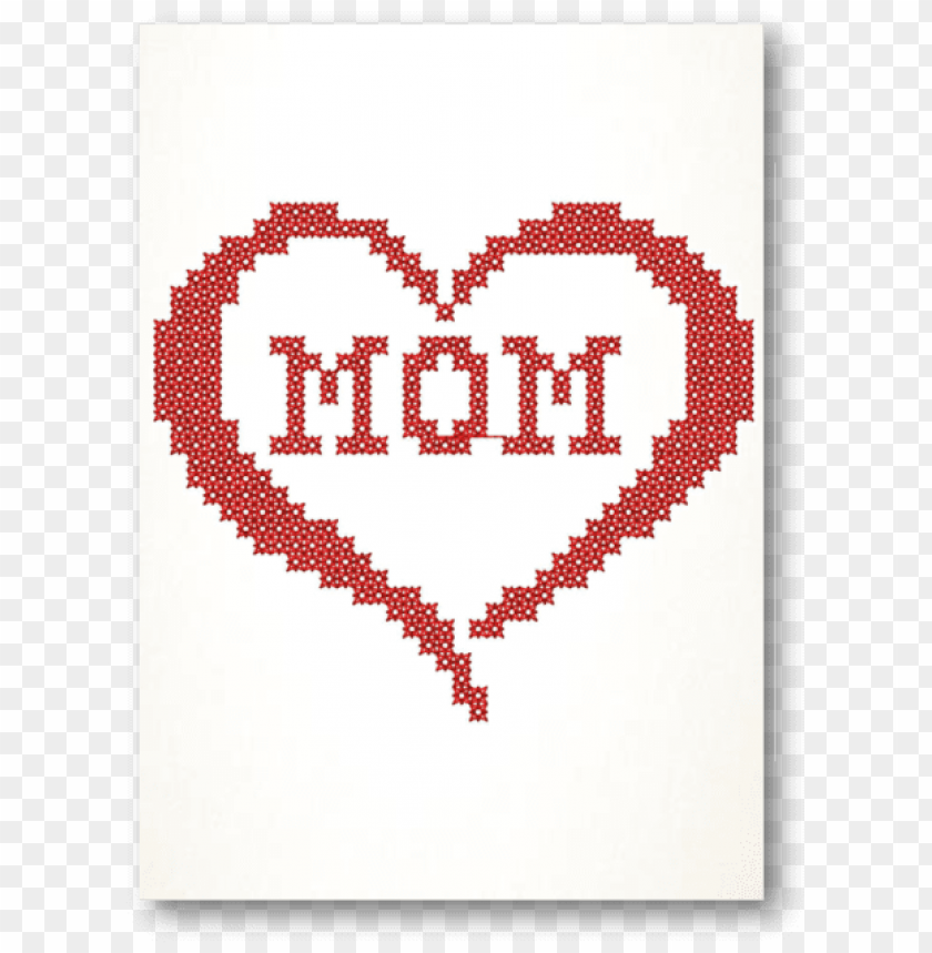 mom in heart cross stitch embroidered card - cross stitch cards mothers day, mother day