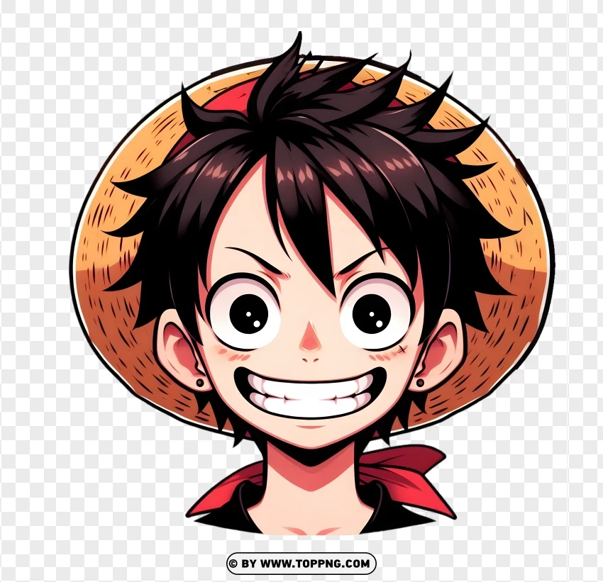 Monkey D. Luffys Smile And Straw Hat - One Piece PNG Transparent Background