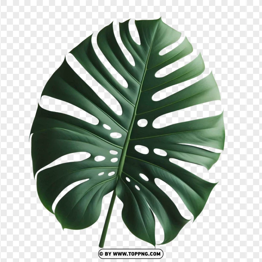 Monstera Deliciosa Leaf With Fenestrations On PNG Transparent Background