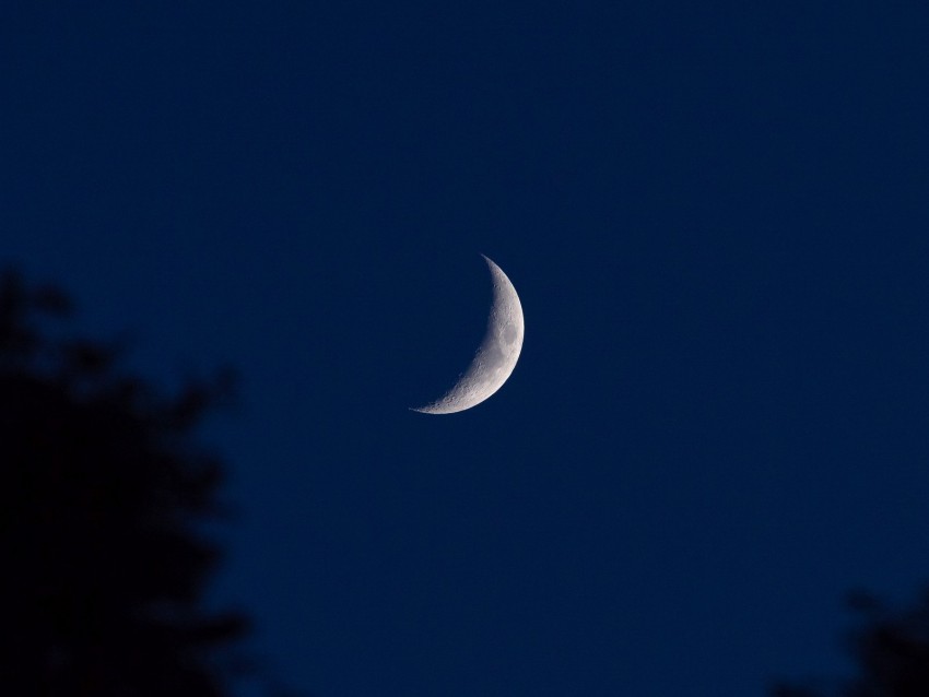 Moon Crescent Night Sky Dark Outlines Background